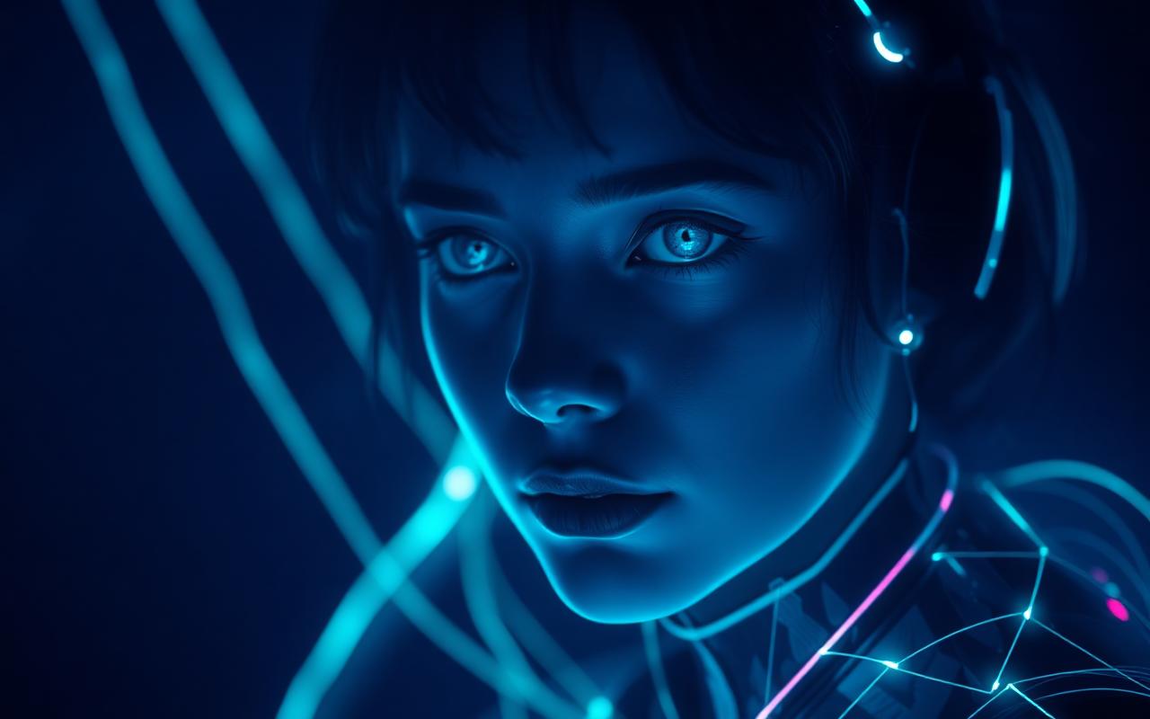 Cinematic AI generated portrait used as Midjourney prompt example